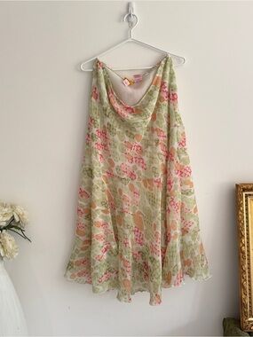 Ruby Rd Floral Handkerchief Hem Skirt | Cottagecore Boho Summer Skirt Size 14